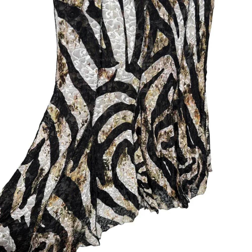 Vintage Alberto Makali Dress Medium Brown Zebra Leopard Nylon Blend Boho - Picture 6 of 8